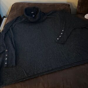 Alfani Dark Gray Turtleneck Sweater with Button Details